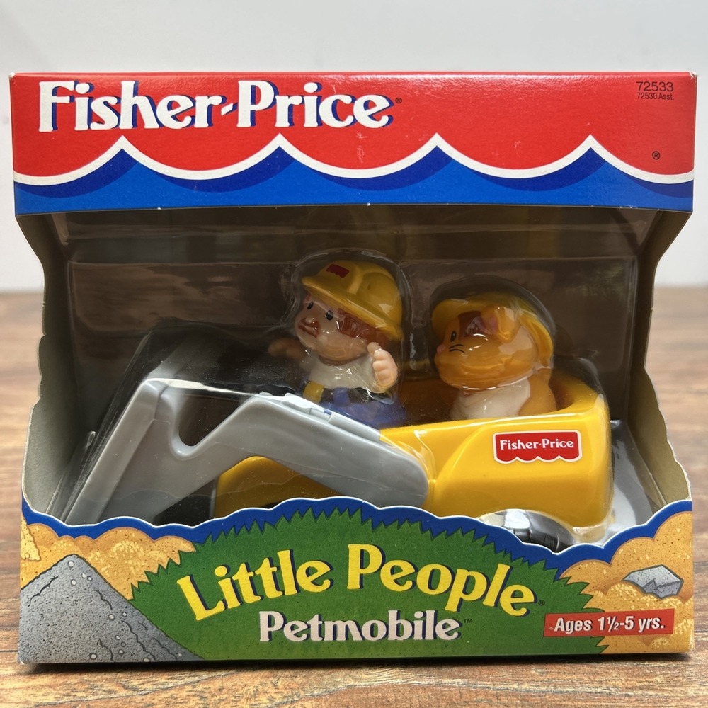 VTG 1996 Fisher Price Little People Petmobile Bulldozer Cat New RARE #72533 - Picture 1 of 10